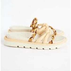Schutz Mel Sporty Oyster Braided Rope Strappy Slide Sandals 9.5 NWB